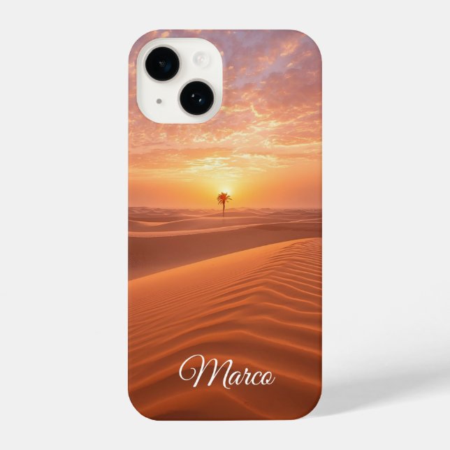 Desert Serenity – Golden Dunes at Sunset Fine Art  iPhone Case (Back)