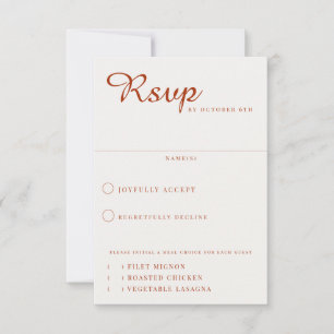 Desert Sienna Meal Choice Wedding  RSVP Card