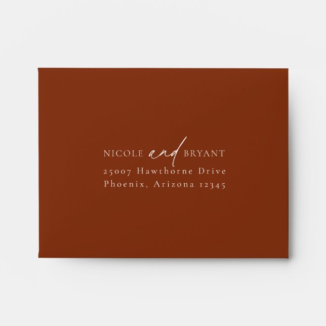 Desert Sienna Minimalist Wedding RSVP Envelope (Front)