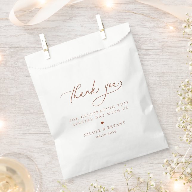 Desert Sienna Minimalist Wedding Thank You Favour Bags (Clipped)