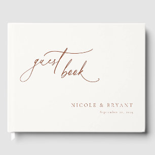 Desert Sienna Modern Minimalist Wedding Guest Book