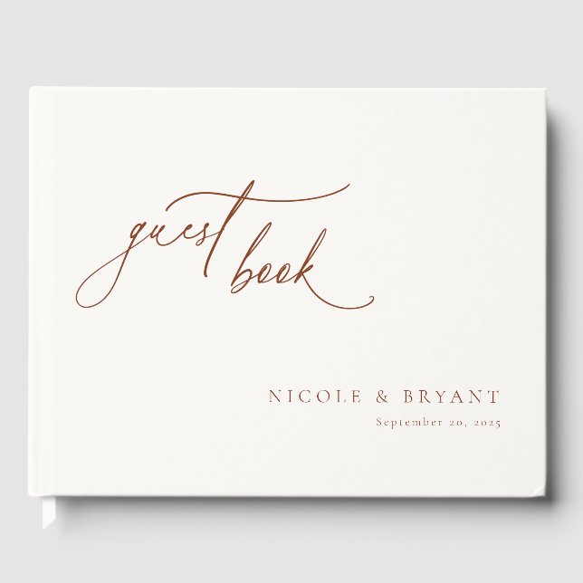 Desert Sienna Modern Minimalist Wedding Guest Book (Front)