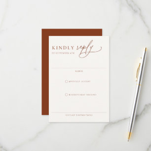 Desert Sienna Modern Minimalist Wedding RSVP Card