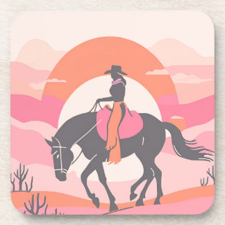 Desert Skies with Cowgirl Riding her Horse Coaster