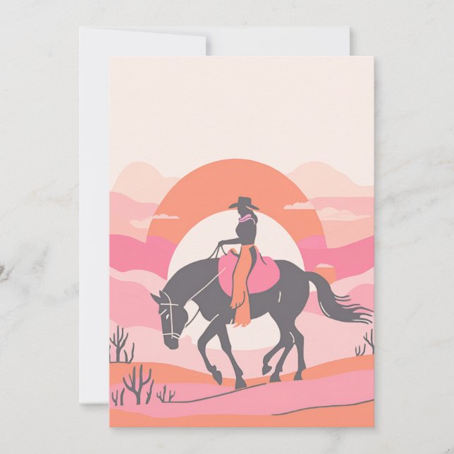Desert Skies with Cowgirl Riding her Horse Invitation (Front)