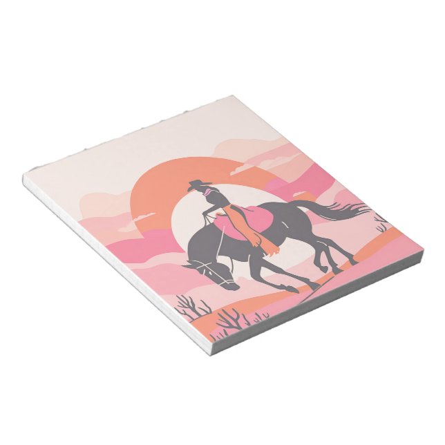 Desert Skies with Cowgirl Riding her Horse Notepad (Angled)