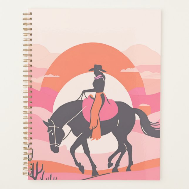 Desert Skies with Cowgirl Riding her Horse Planner (Front)
