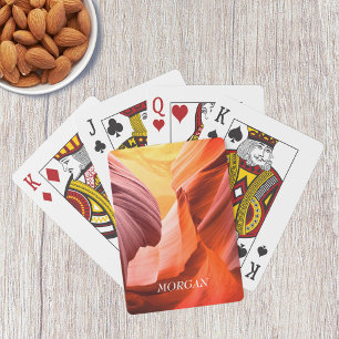 Desert Slot Canyon or Your Photo, White Name Playing Cards