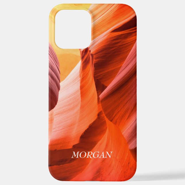 Desert Slot Canyon or Your Photo, White Name Vs 2 iPhone Case (Back)