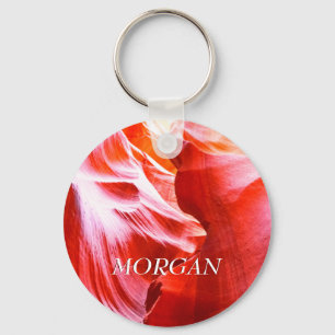 Desert Slot Canyon or Your Photo, White Name, Vs 2 Key Ring