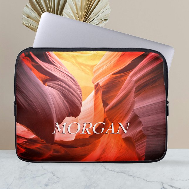 Desert Slot Canyon or Your Photo, White Name, Vs 2 Laptop Sleeve (Creator Uploaded)