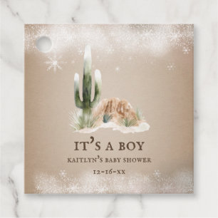 Desert Snow Cactus Baby Shower Favour Tags
