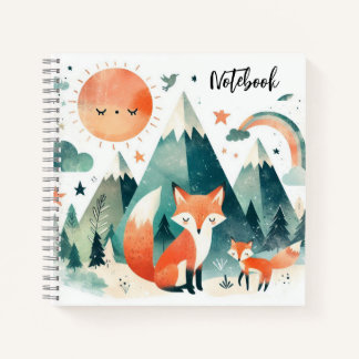  Desert Snuggles – Fox & Pup at Sunset Notebook