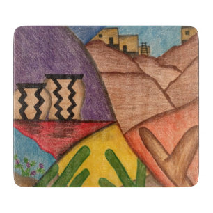 Desert Southwest Cactus Folk Art  Cutting Board