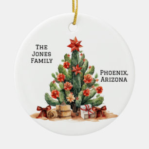 Desert/Southwest Cactus Personalised Xmas Tree Ceramic Tree Decoration