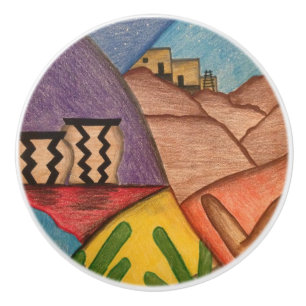 Desert Southwest Folk Art Arizona Ceramic Knob