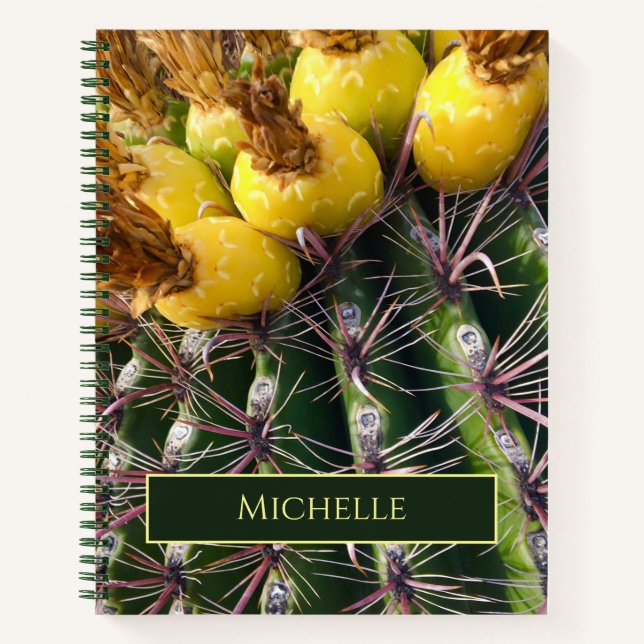 Desert Southwest Green Barrel Cactus Personalised  Notebook (Front)