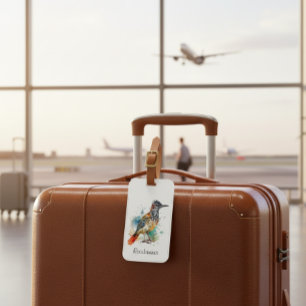 Desert Spirit, Roadrunner in Watercolor, custom Luggage Tag