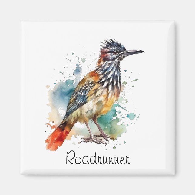Desert Spirit, Roadrunner in Watercolor, custom Magnet (Front)