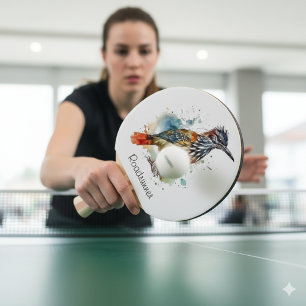 Desert Spirit, Roadrunner in Watercolor, custom Ping Pong Paddle