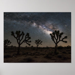 Desert Stargazing: Milky Way Over Joshua Trees Poster