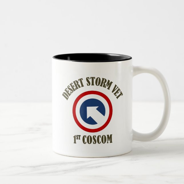 Desert Storm Vet - 1st COSCOM Two-Tone Coffee Mug (Right)