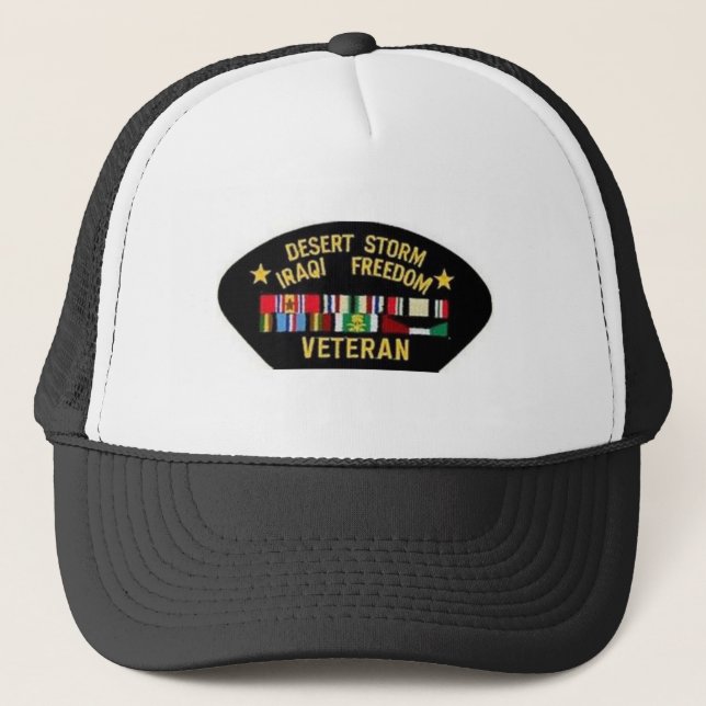 DESERT STORM WAR VETERAN TRUCKER HAT (Front)