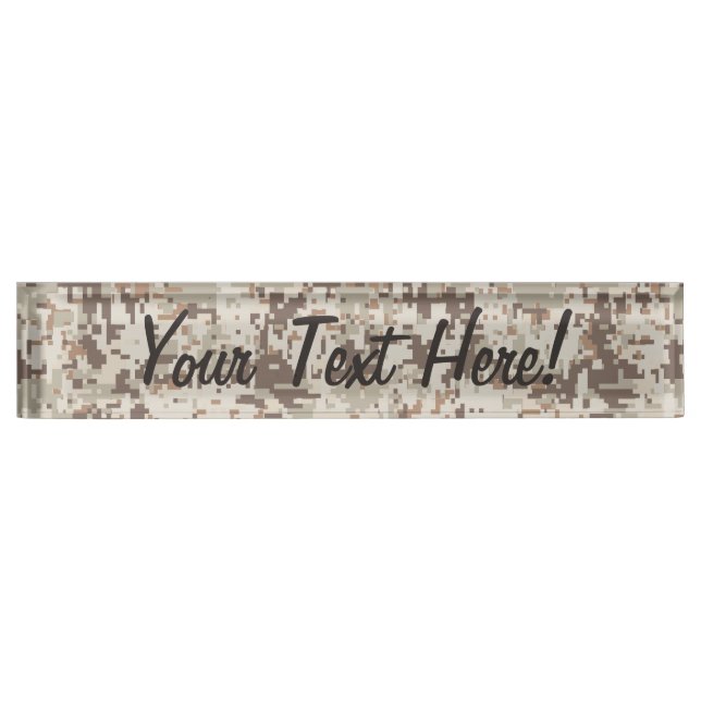 Desert Style Digital Camouflage Beige Decor Nameplate (Front)
