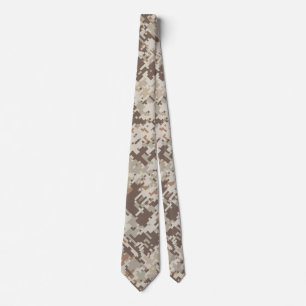 Desert Style Digital Camouflage Beige Decor Tie