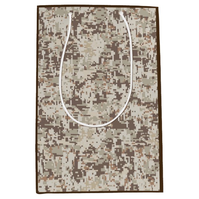 Desert Style Digital Camouflage Pixels Decor Medium Gift Bag (Front)