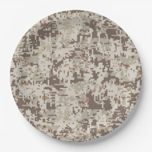Desert Style Digital Camouflage Pixels Decor Paper Plate