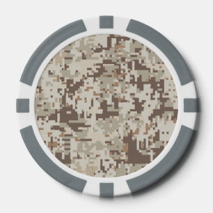 Desert Style Digital Camouflage Pixels Decor Poker Chips