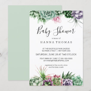 Desert Succulent Baby Shower Invitation