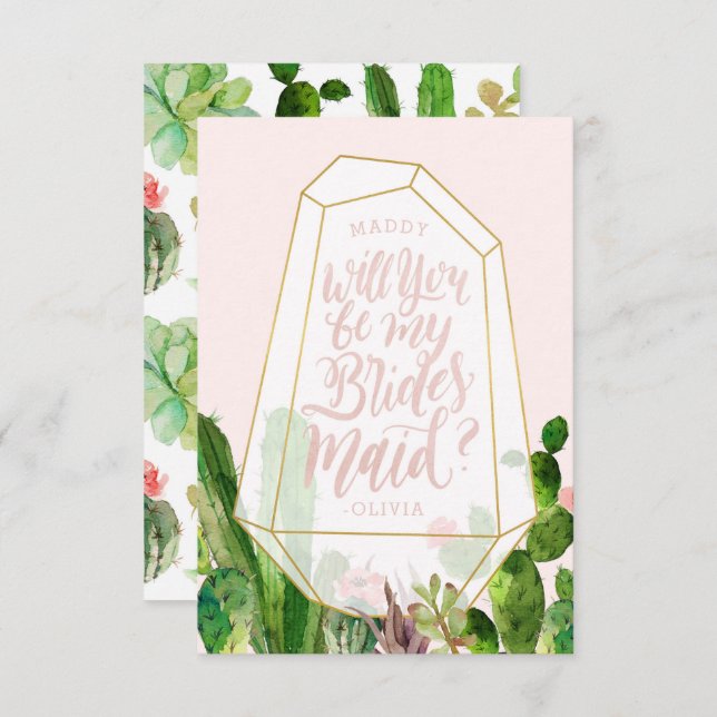 Desert Succulent Be My Bridesmaid Card (Front/Back)