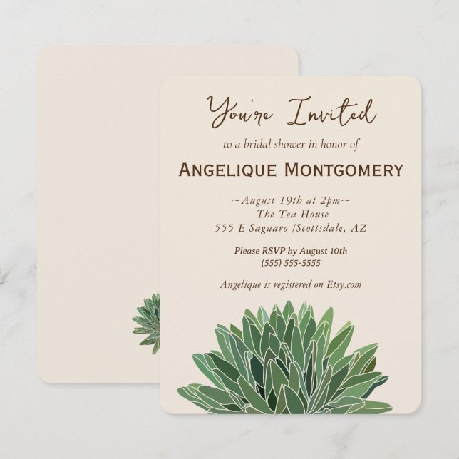 Desert Succulent Bridal Shower Invitation (Front/Back)