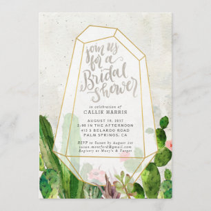 Desert Succulent Bridal Shower Invitation - Stone