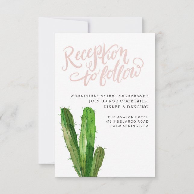Desert Succulent Reception Card - Pink (Front)
