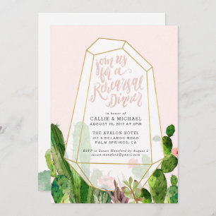 Desert Succulent Rehearsal Dinner Invitation-Pink Invitation