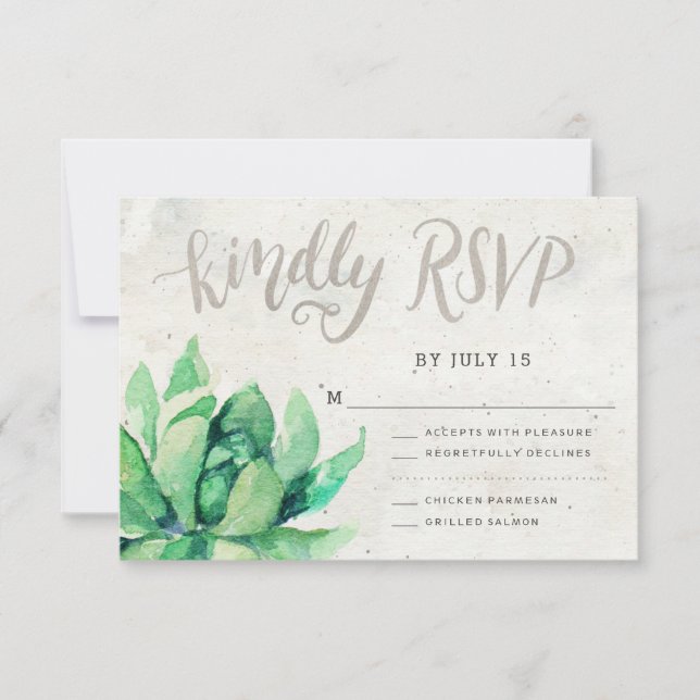 Desert Succulent RSVP Card - Stone (Front)