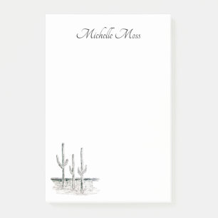 Desert Succulent Simple Cactus Black White   Post-it Notes