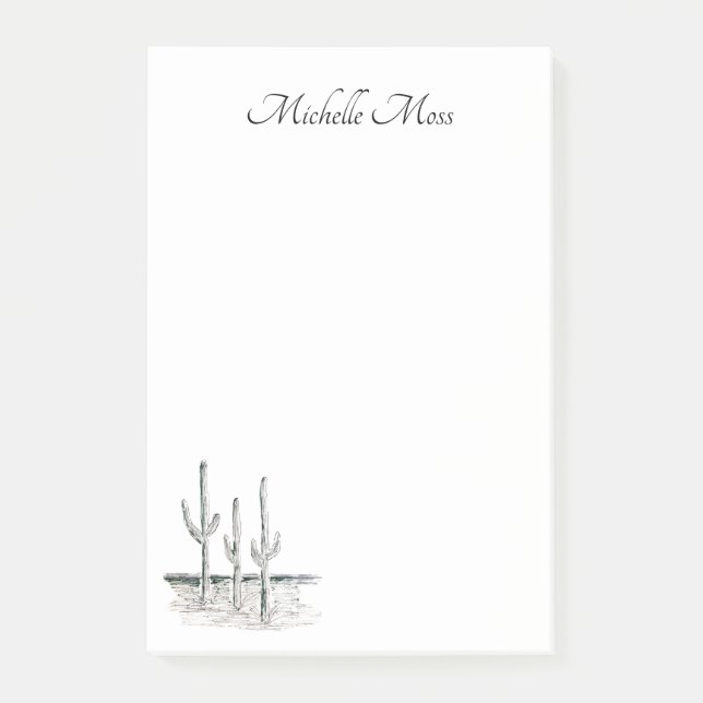 Desert Succulent Simple Cactus Black White   Post-it Notes (Front)