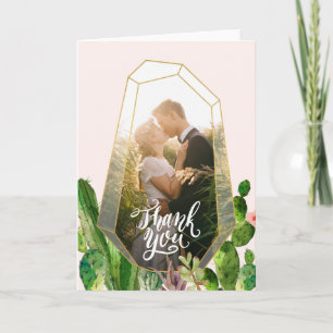 Desert Succulent Thank You Note - Pink