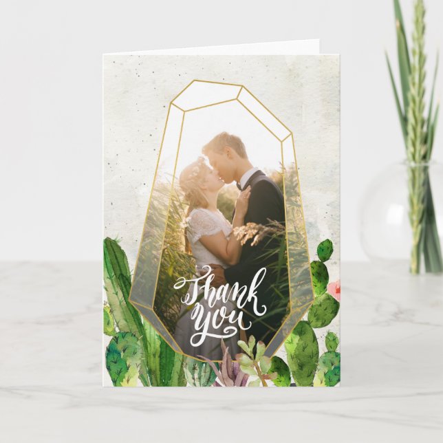 Desert Succulent Thank You Note - Stone Card (Front)