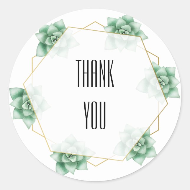 Desert Succulent Wedding Classic Round Sticker (Front)