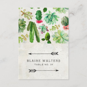 Desert Succulent Wedding Place Cards - Stone