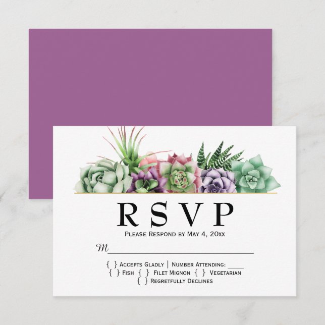 Desert Succulent Wedding RSVP (Front/Back)