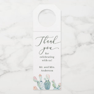 Desert Succulent Wedding   Watercolor Boho Cactus Bottle Tag