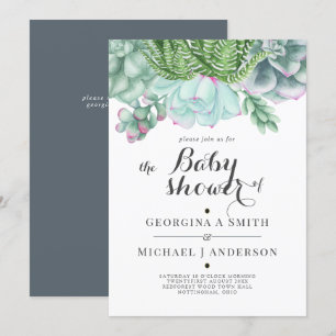 Desert Succulents Cacti Watercolor BABY SHOWER Invitation
