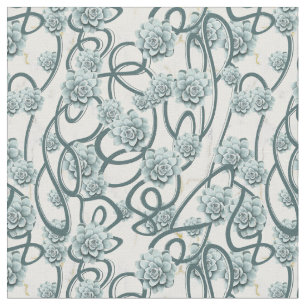 Desert Succulents for a Modern repeat Pattern Fabric
