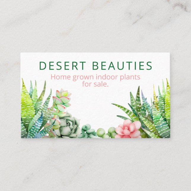 Desert Succulents Homegrown Indoor Plants Business Card (Front)
